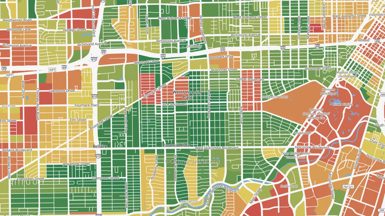 West University Place, TX Map of Assault Rates