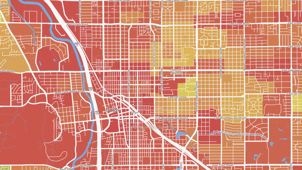 West University, Tucson, AZ Map of Assault Rates