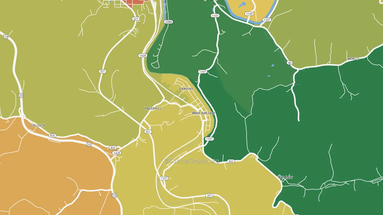 West Van Lear, KY Map of Assault Rates