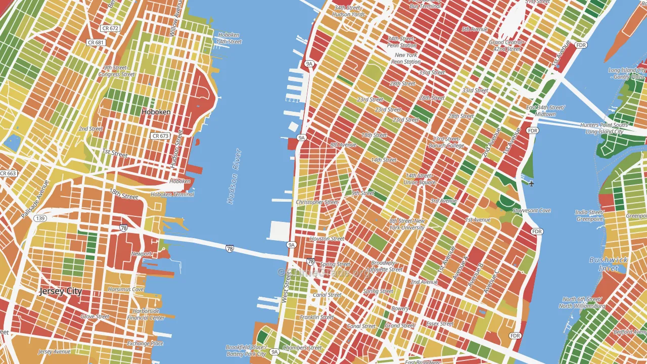 West Village, Manhattan, NY Map of Assault Rates