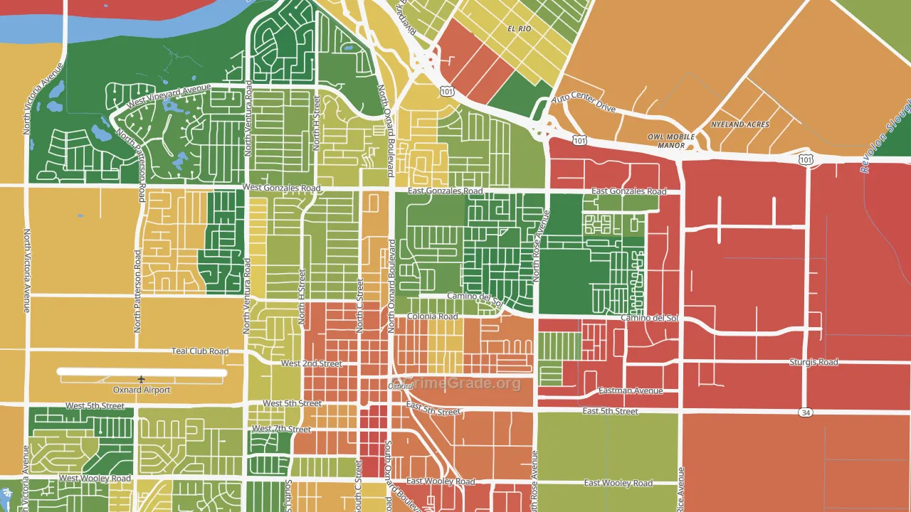 West Village, Oxnard, CA Map of Assault Rates