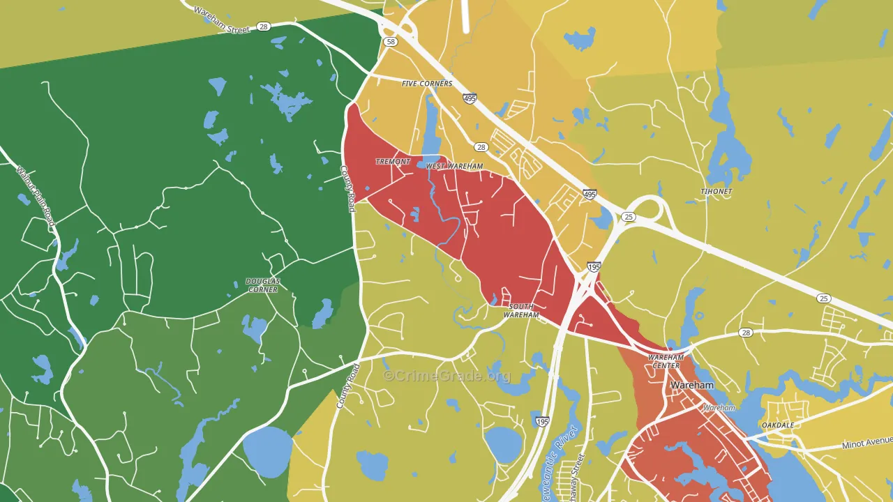 West Wareham, MA Map of Assault Rates
