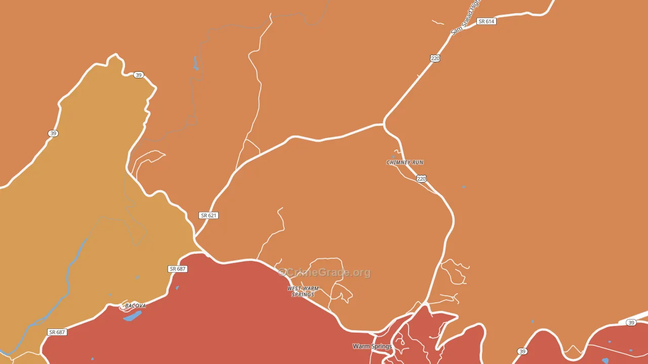 West Warm Springs, VA Map of Assault Rates