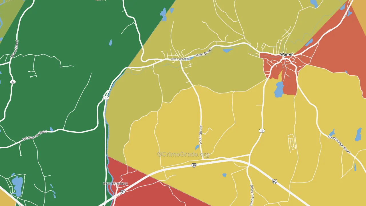West Warren, MA Map of Assault Rates