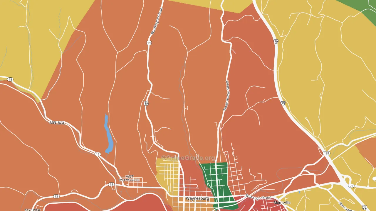 West Waynesburg, PA Map of Assault Rates