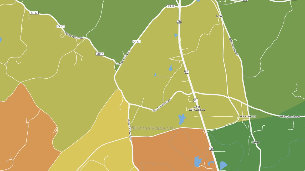 West Wellington, AL Map of Assault Rates
