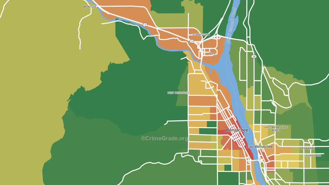 West Wenatchee, WA Map of Assault Rates