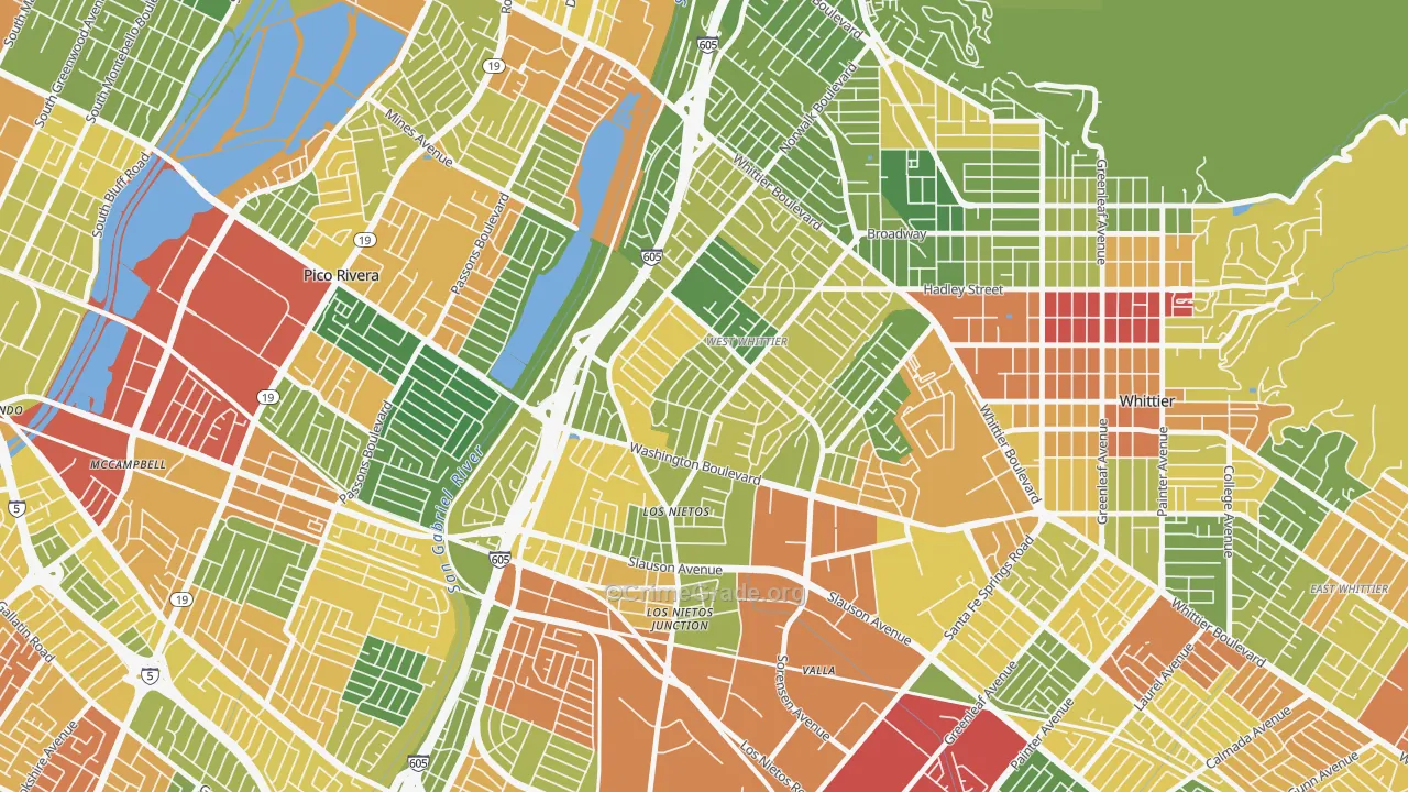 West Whittier-Los Nietos, CA Map of Assault Rates