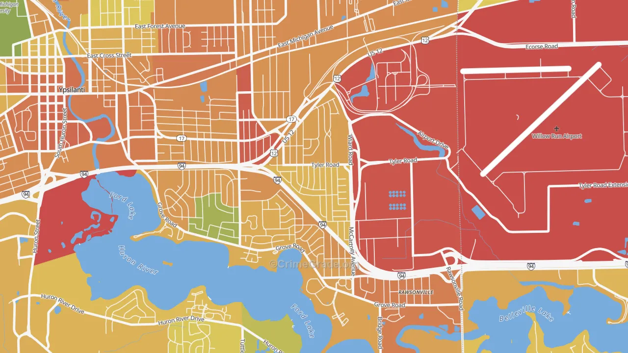 West Willow, Ypsilanti, MI Map of Assault Rates