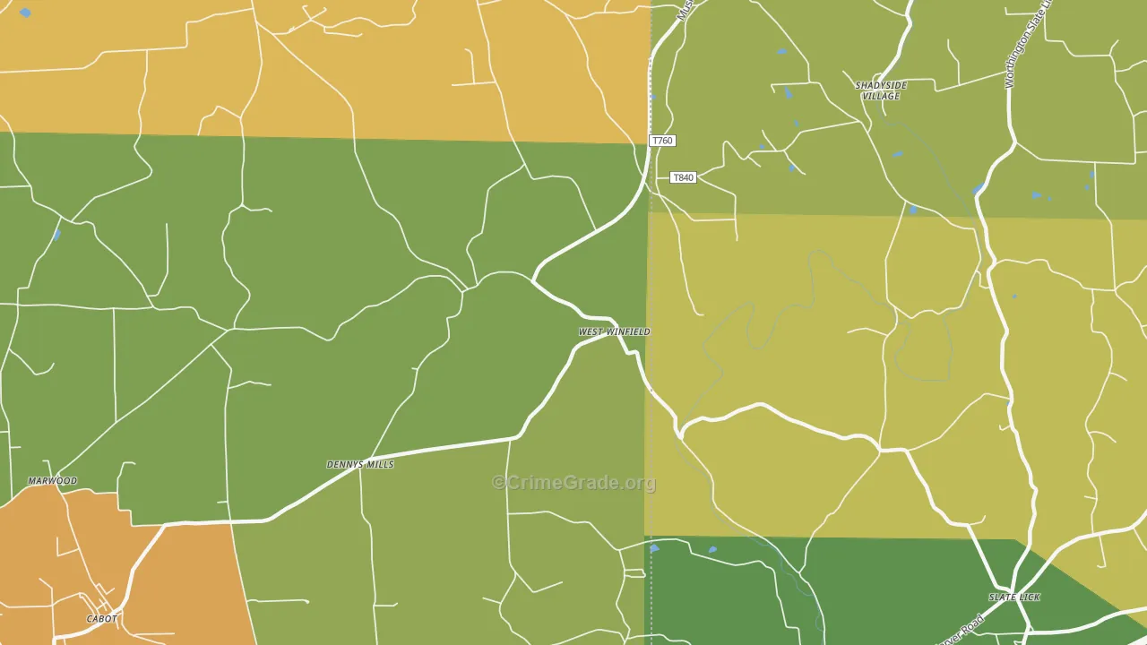 West Winfield, PA Map of Assault Rates