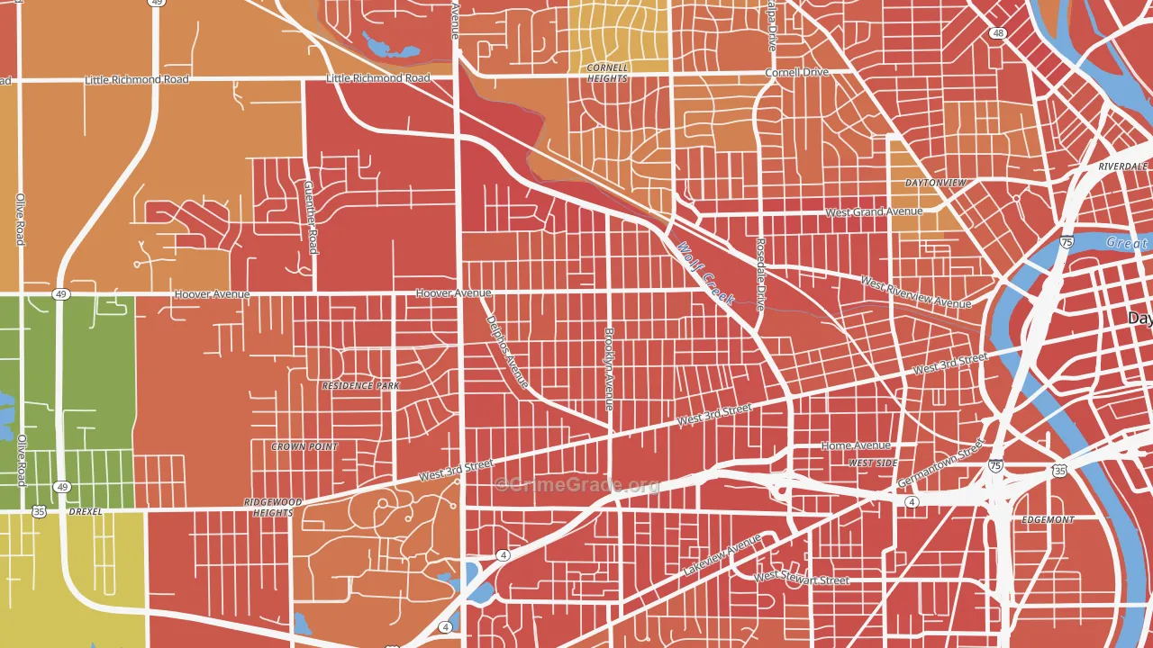 West Wood, Dayton, OH Map of Assault Rates