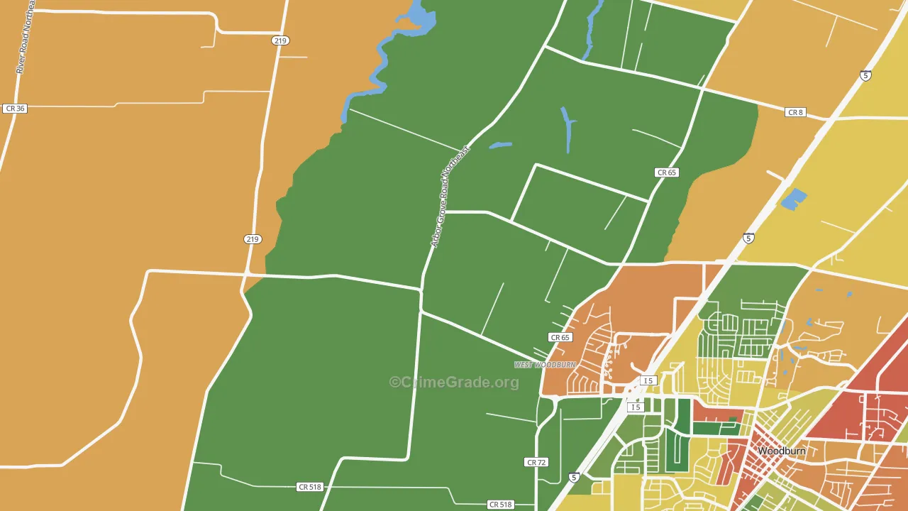 West Woodburn, OR Map of Assault Rates