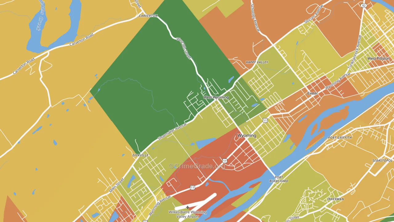 West Wyoming, PA Map of Assault Rates