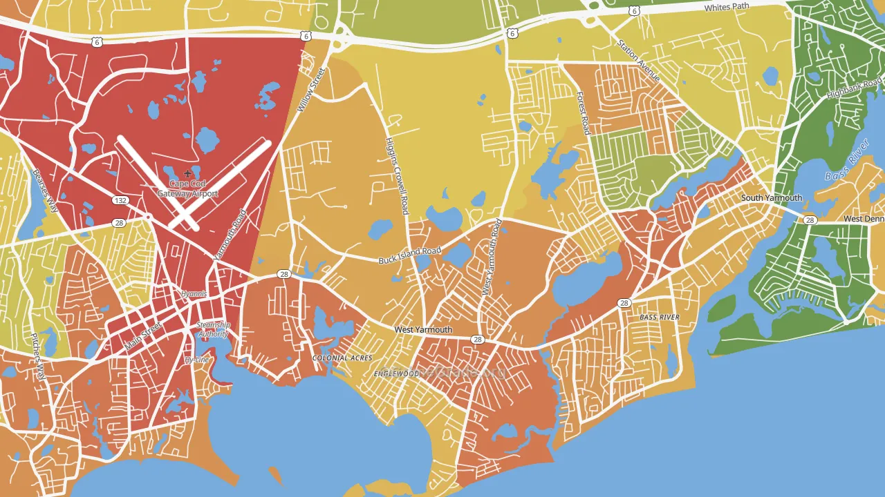 West Yarmouth, MA Map of Assault Rates