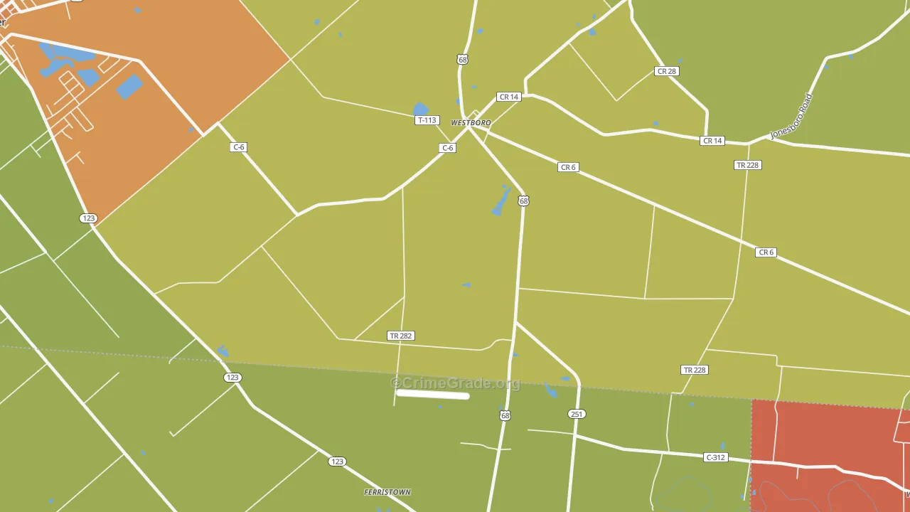 Westboro, OH Map of Assault Rates
