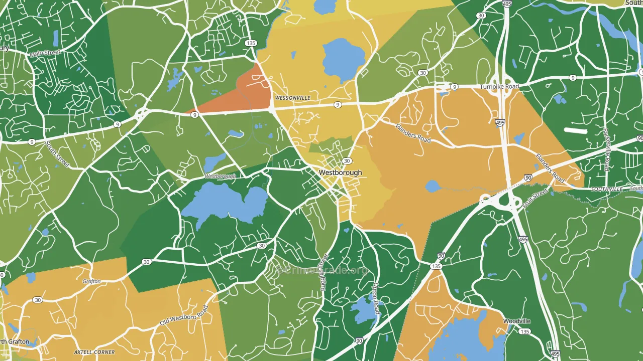 Westborough, MA Map of Assault Rates