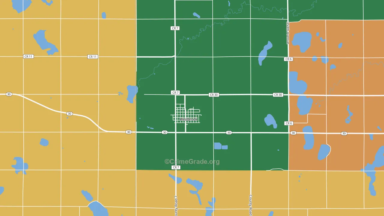 Westbrook, MN Map of Assault Rates