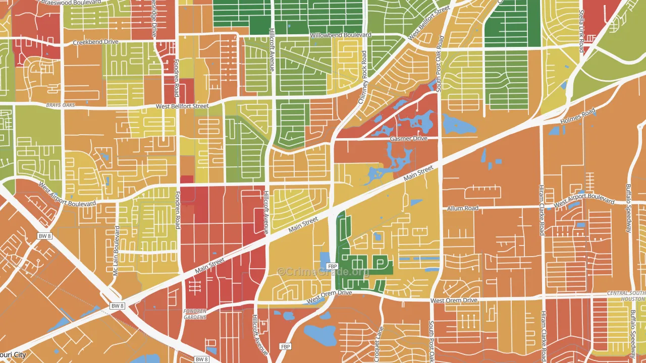 Westbury, Houston, TX Map of Assault Rates