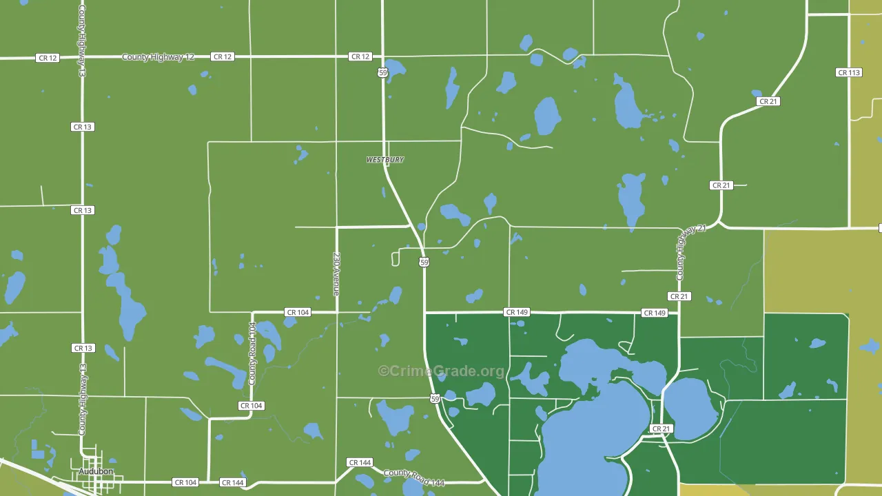Westbury, MN Map of Assault Rates