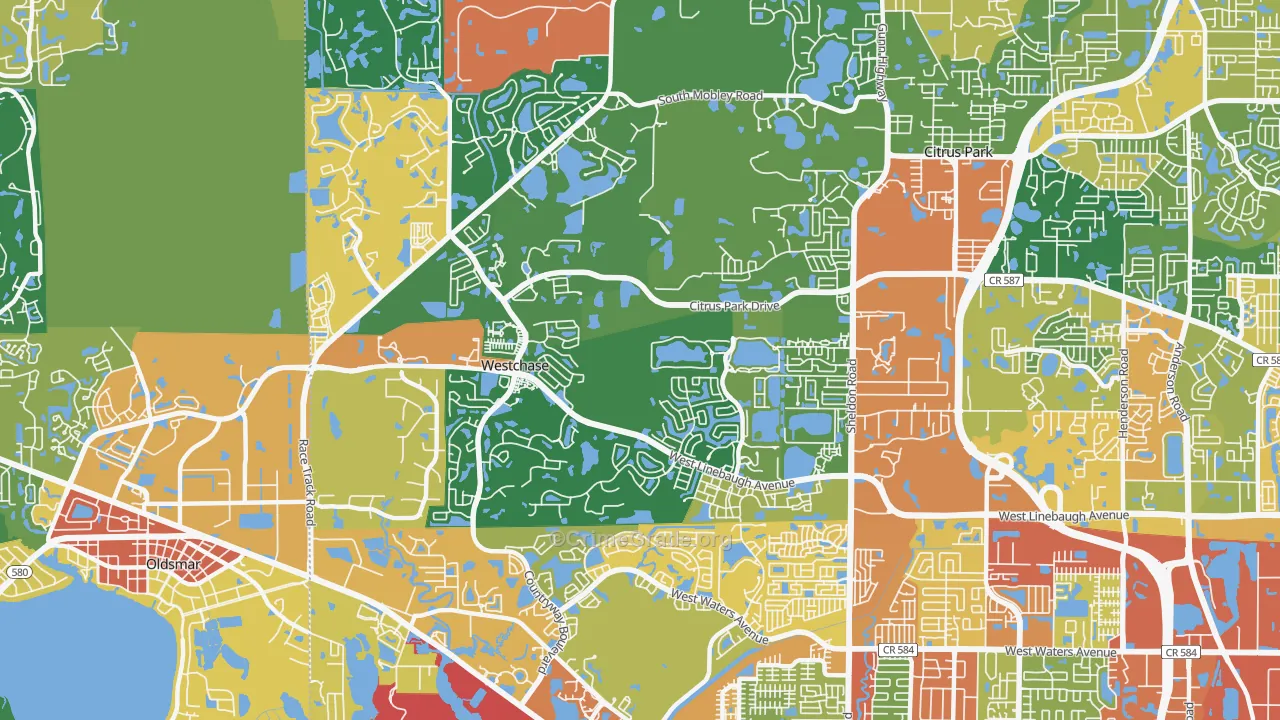 Westchase, FL Map of Assault Rates