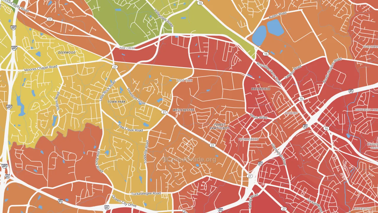 Westchester, Charlotte, NC Map of Assault Rates