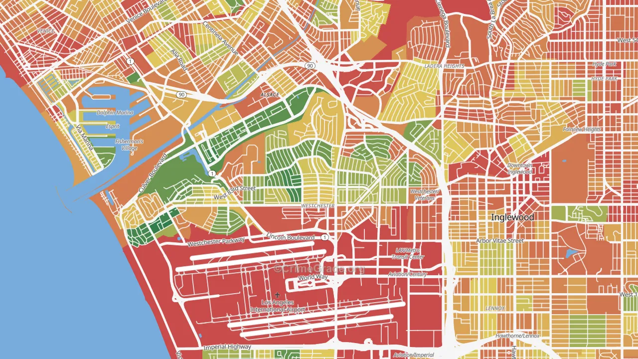 Westchester, Los Angeles, CA Map of Assault Rates