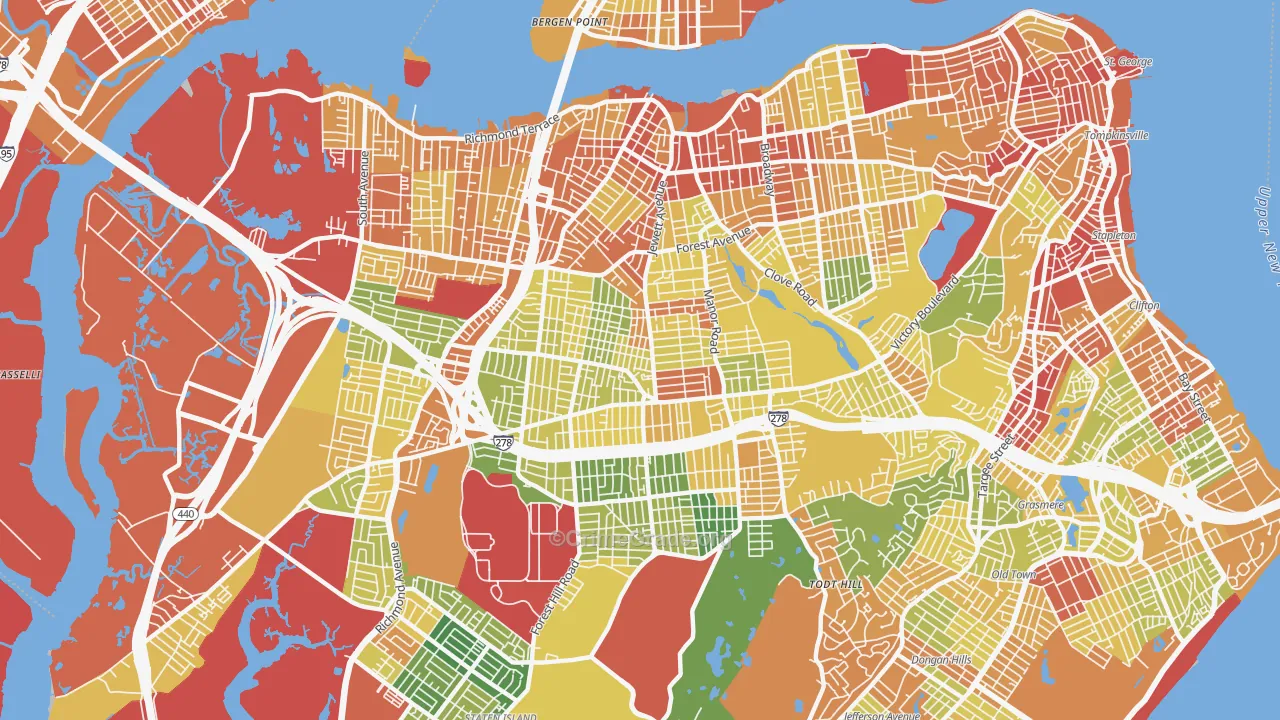 Westerleigh-Castleton, Staten Island, NY Map of Assault Rates