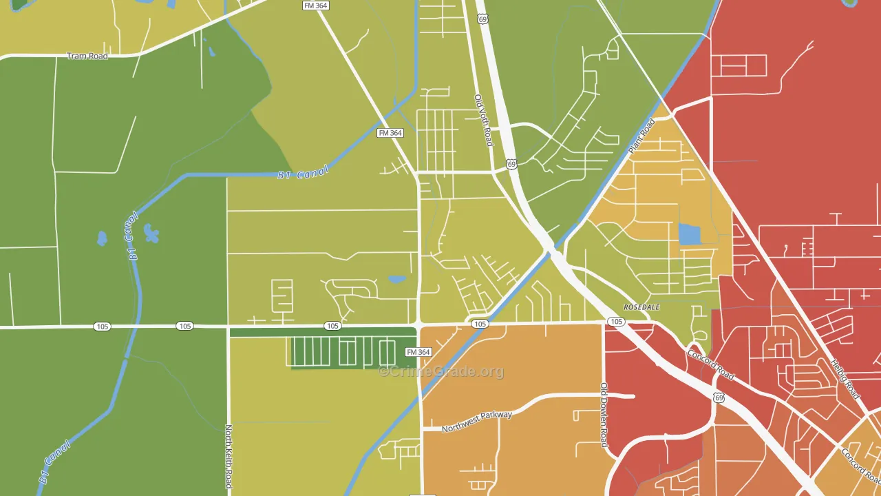 Western Hills, Beaumont, TX Map of Assault Rates