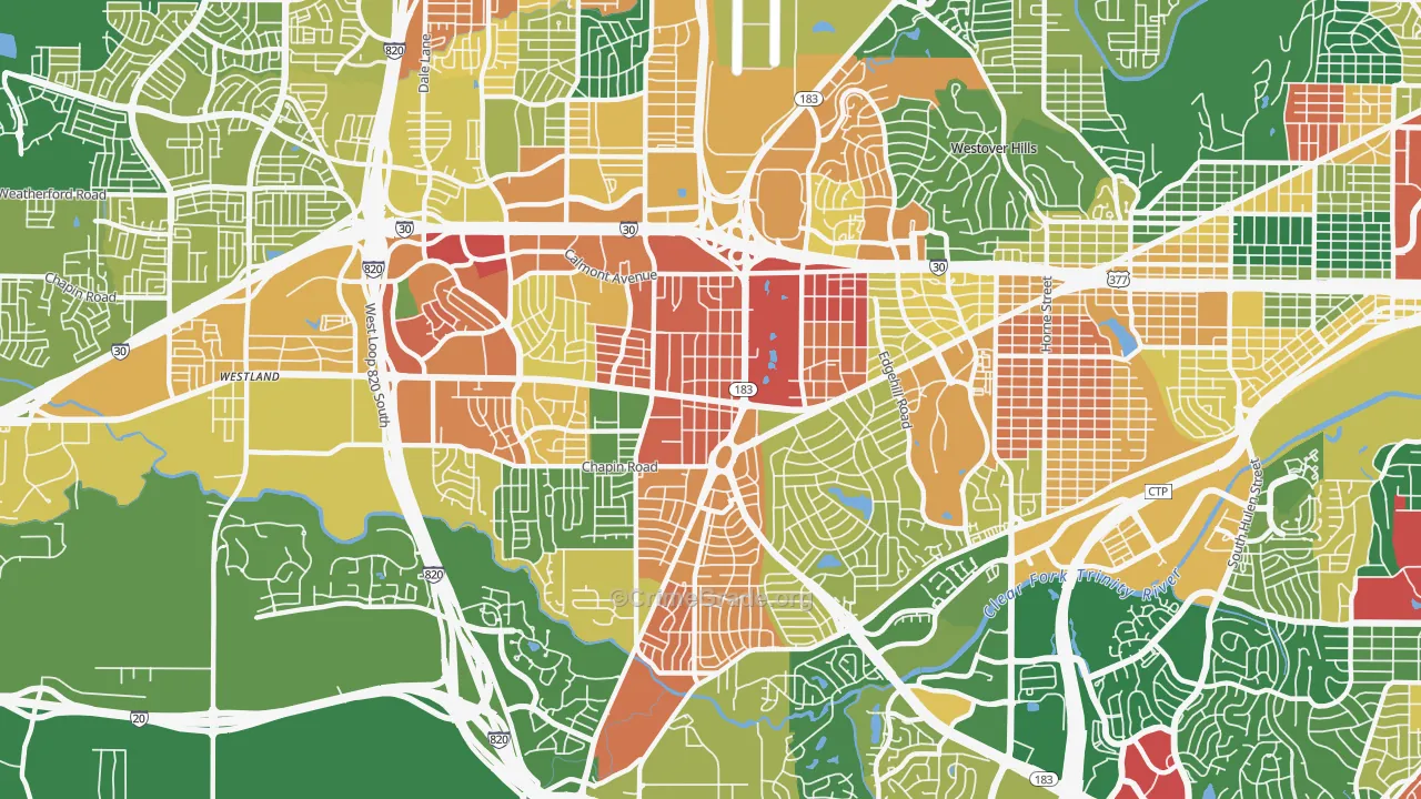 Western Hills Fort Worth, Fort Worth, TX Map of Assault Rates