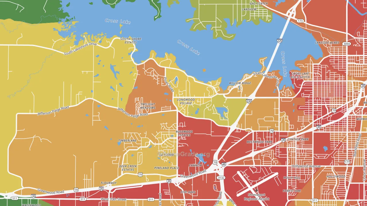 Western Hills Yarborough, Shreveport, LA Map of Assault Rates