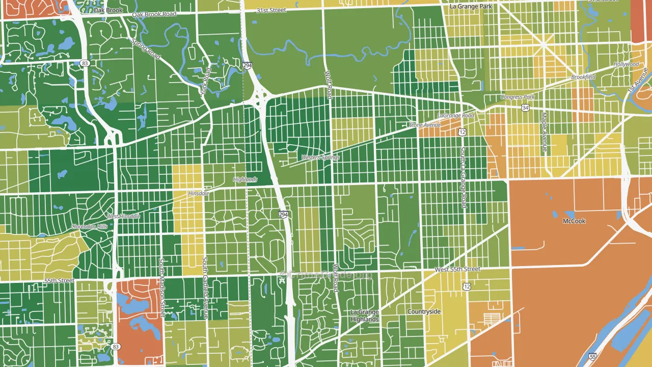 Western Springs, IL Map of Assault Rates