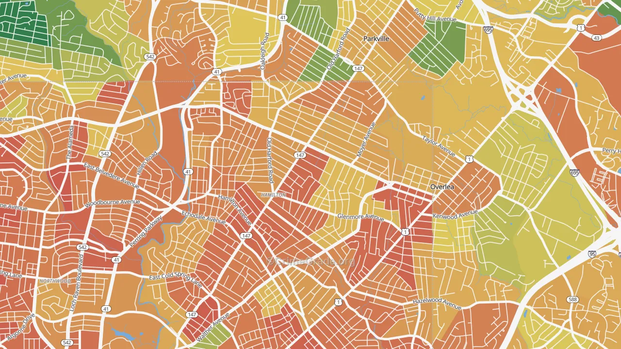 Westfield, Baltimore, MD Map of Assault Rates