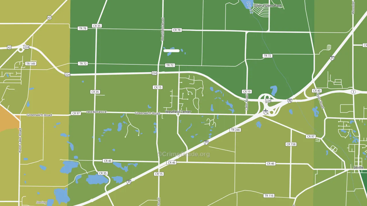 Westfield Center, OH Map of Assault Rates
