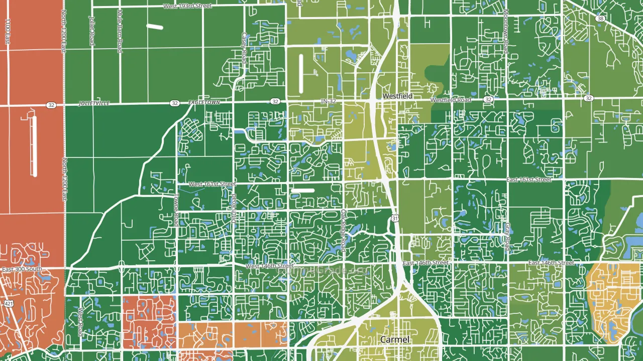Westfield, IN Map of Assault Rates
