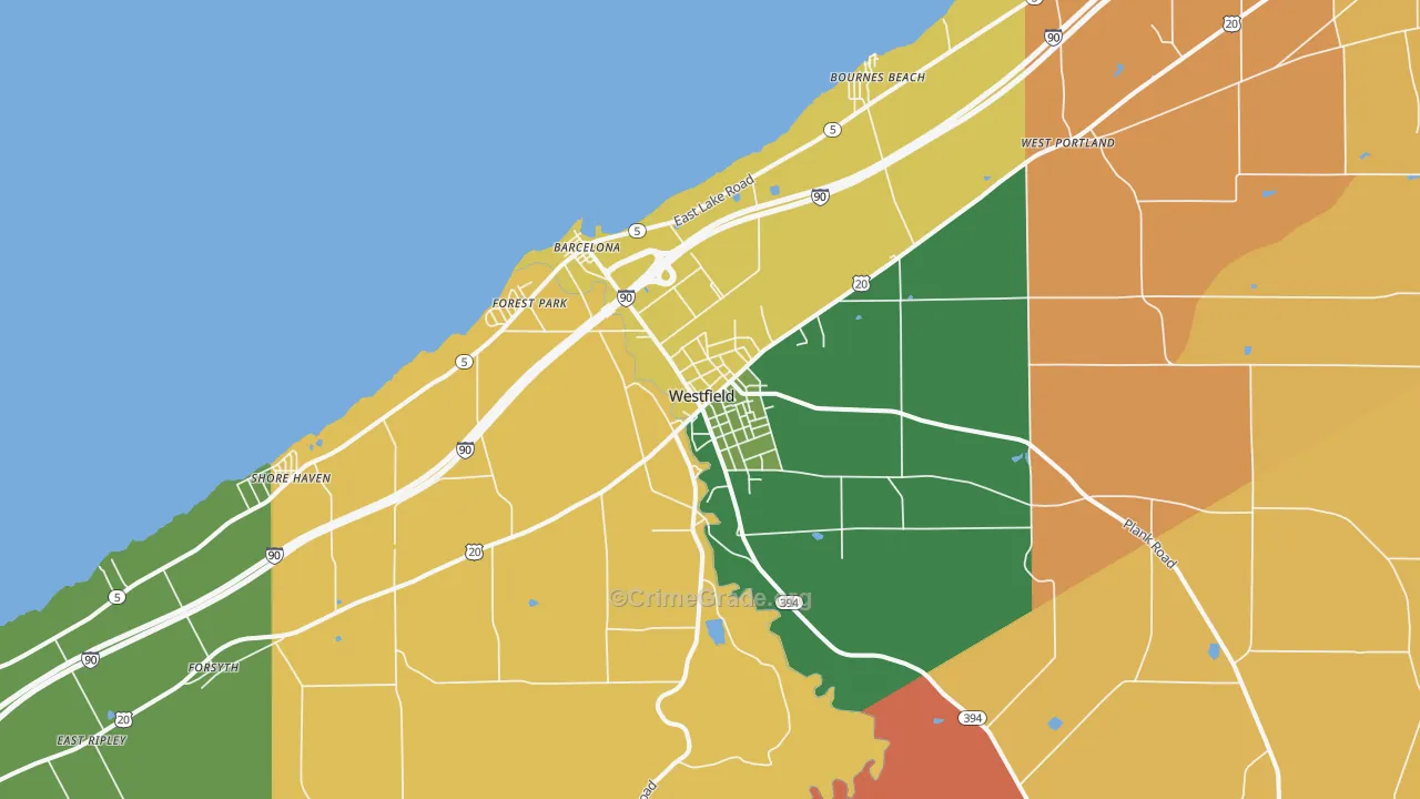 Westfield, NY Map of Assault Rates
