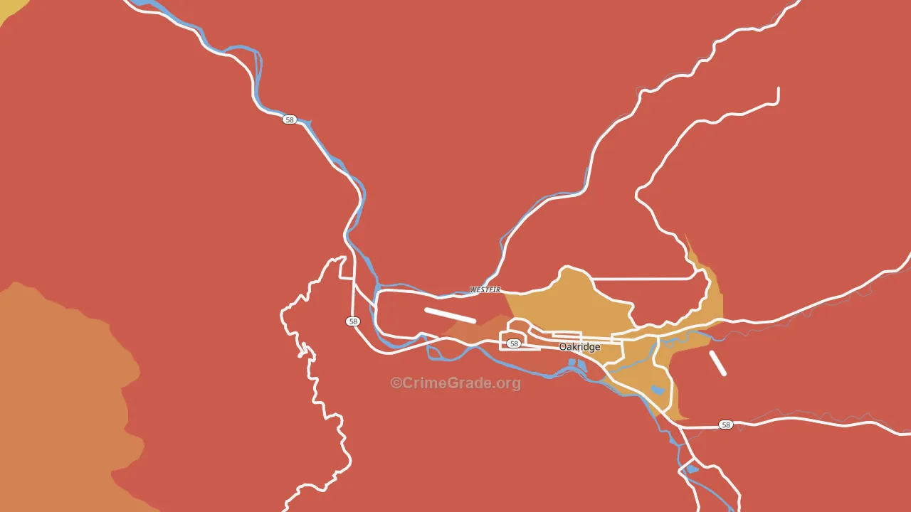 Westfir, OR Map of Assault Rates
