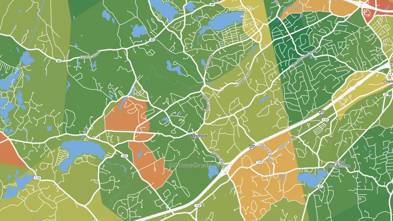 Westford, MA Map of Assault Rates
