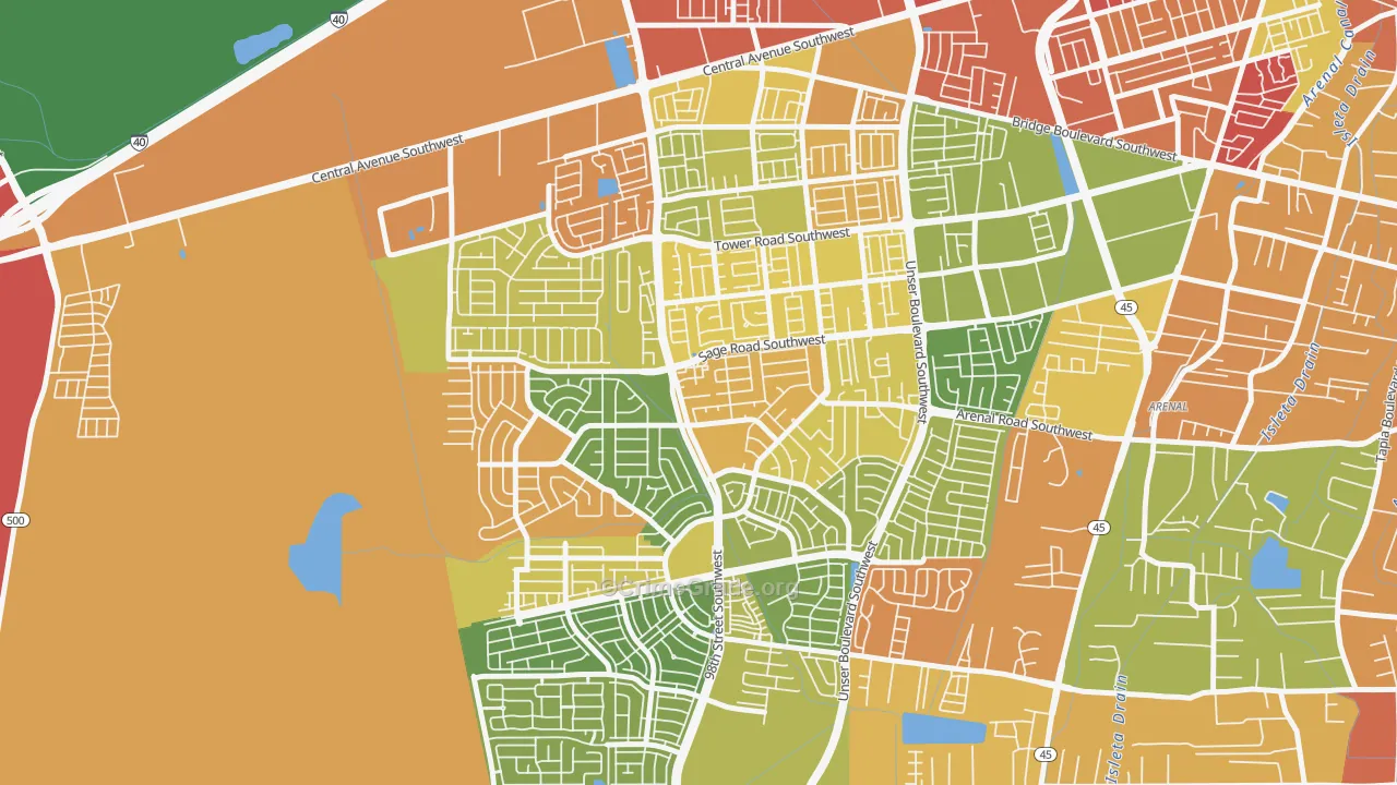 Westgate Hts, Albuquerque, NM Map of Assault Rates