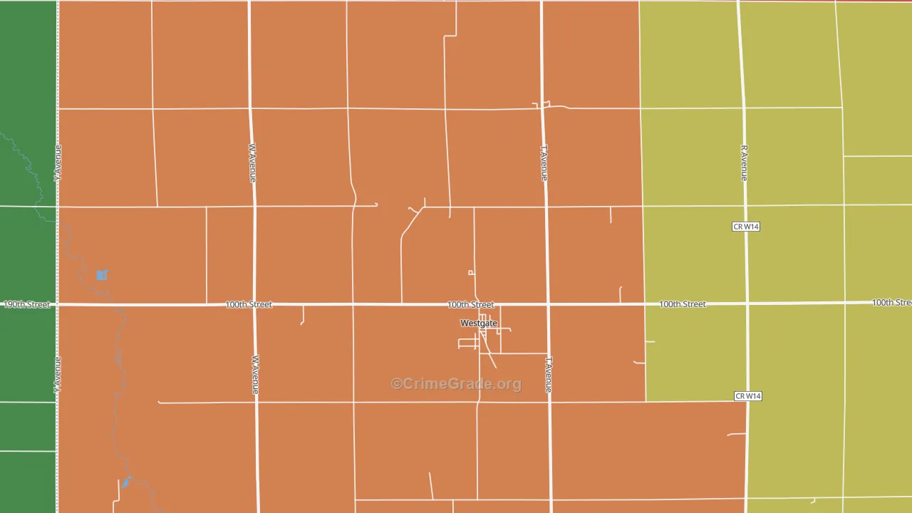 Westgate, IA Map of Assault Rates