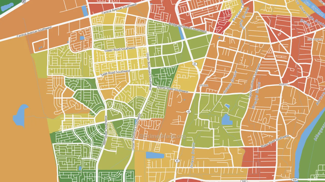 Westgate Vecinos, Albuquerque, NM Map of Assault Rates