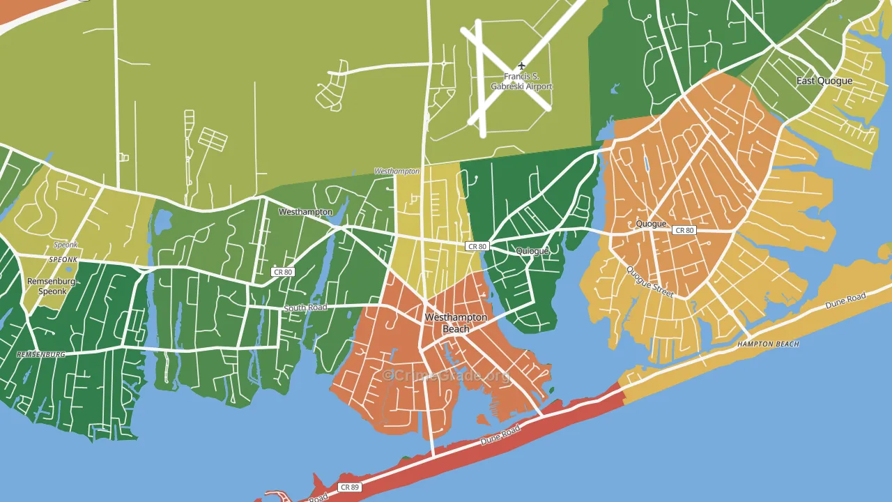 Westhampton Beach, NY Map of Assault Rates