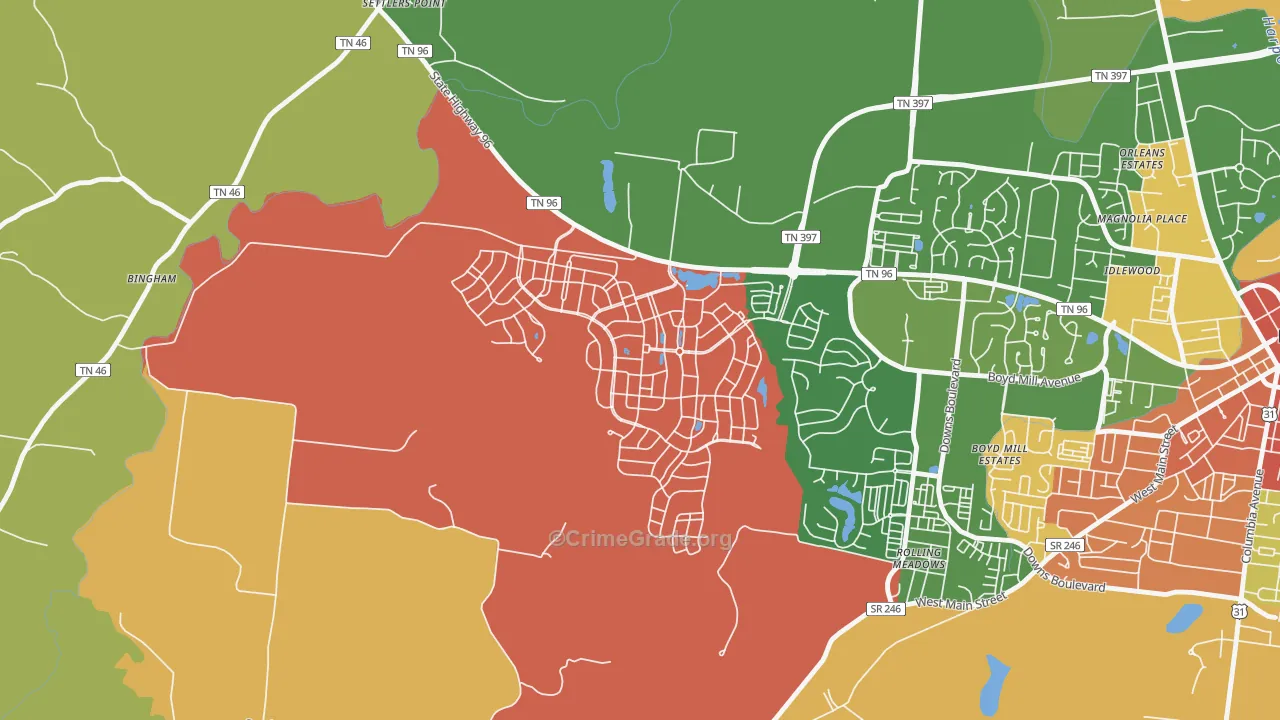 Westhaven, Franklin, TN Map of Assault Rates