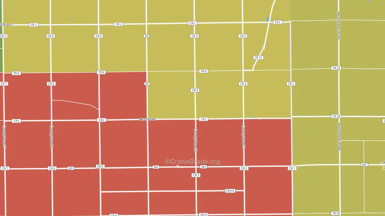 Westhope, OH Map of Assault Rates