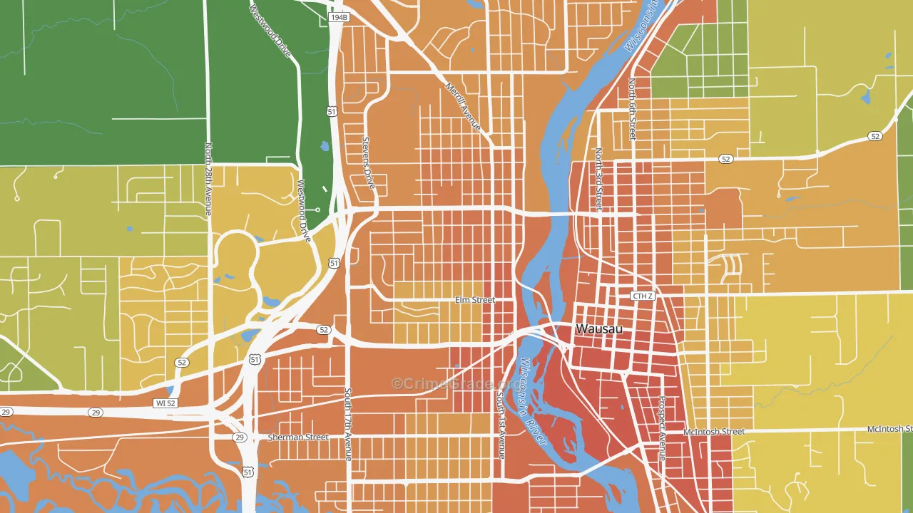 Westies, Wausau, WI Map of Assault Rates