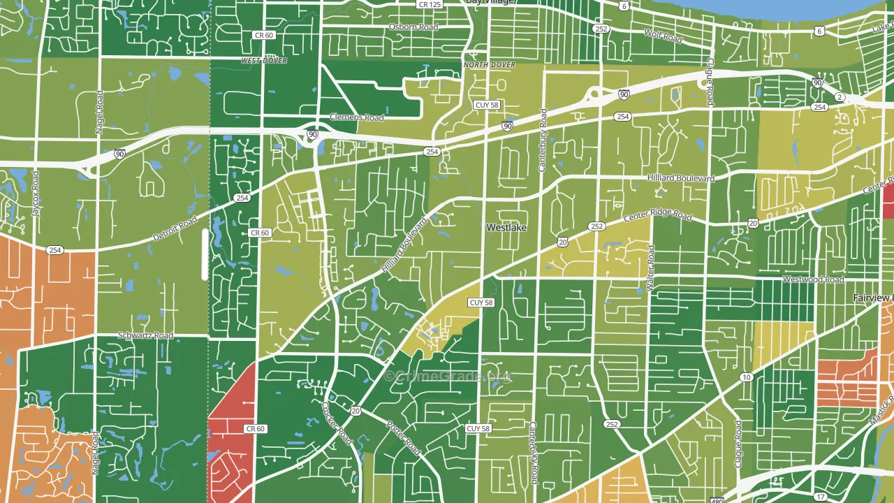 Westlake, OH Map of Assault Rates