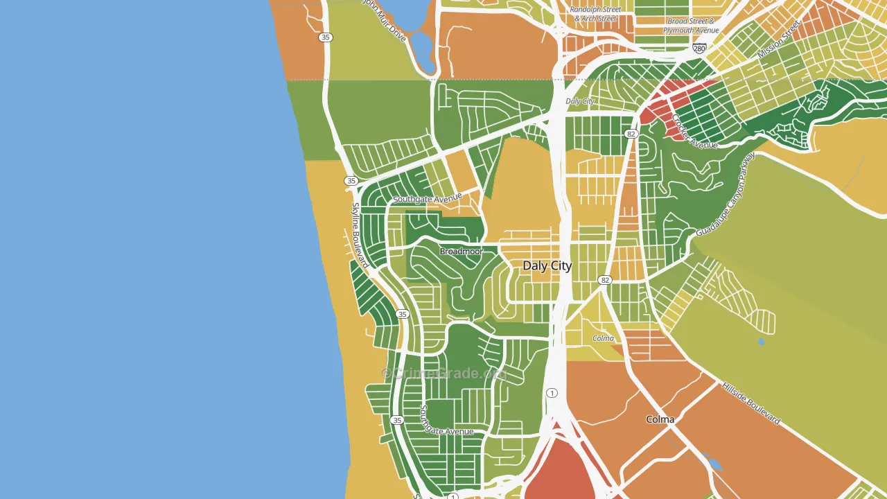 Westlake-San Francisco, Daly City, CA Map of Assault Rates
