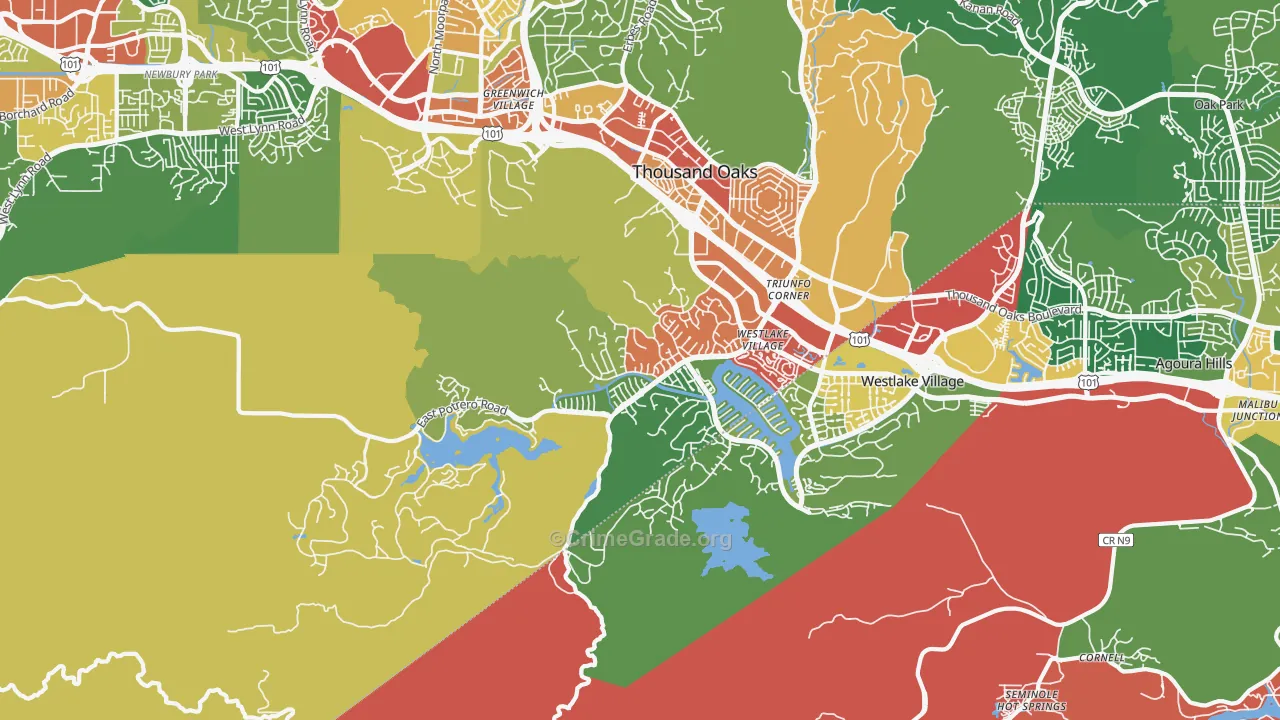 Westlake Village Area-Los Angeles, Westlake Village, CA Map of Assault Rates