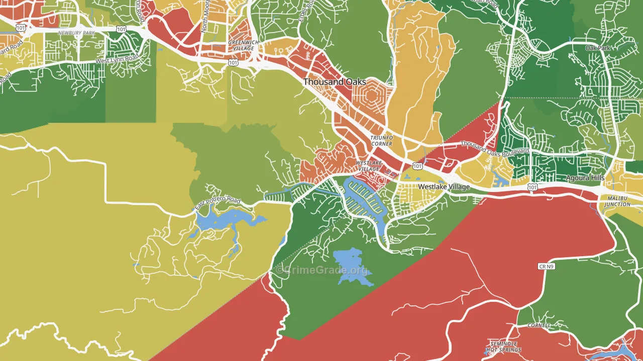 Westlake Village, CA Map of Assault Rates