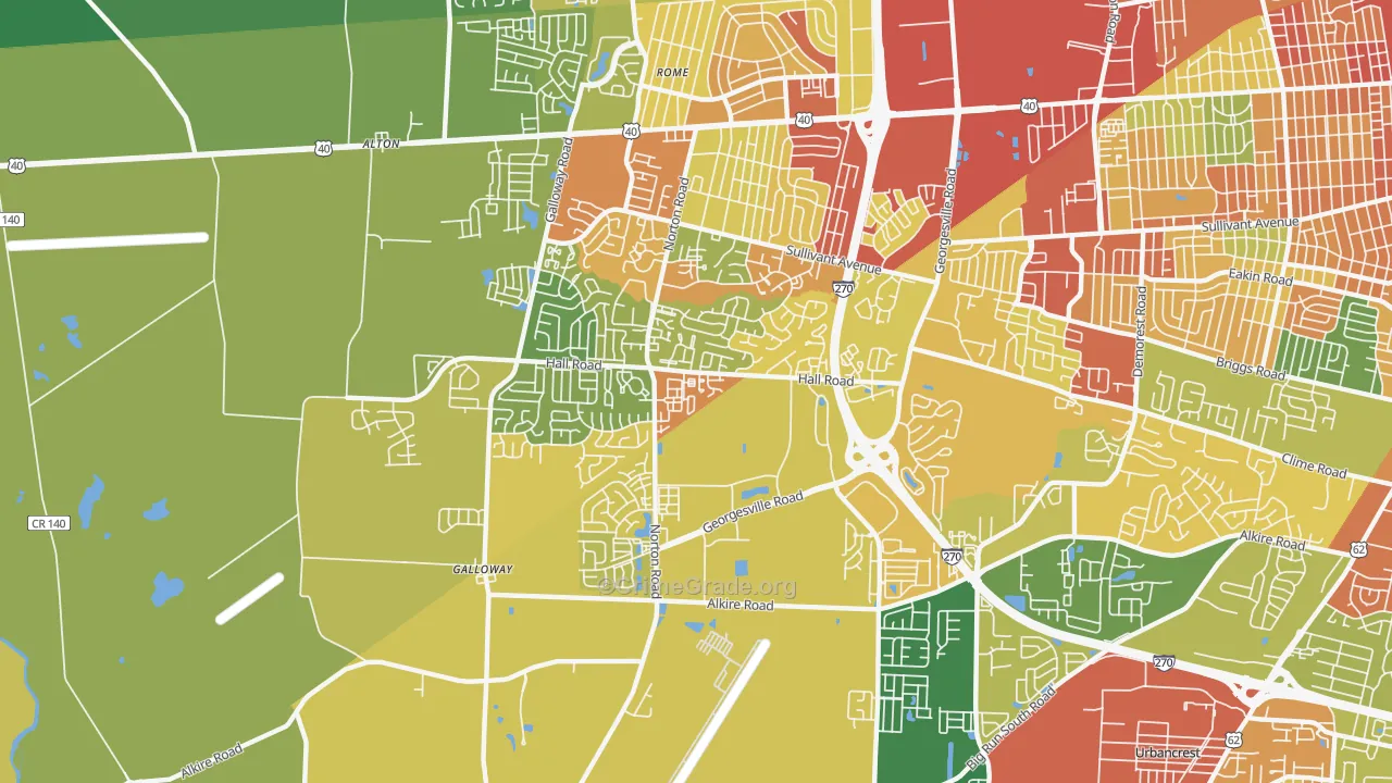 Westland, Galloway, OH Map of Assault Rates