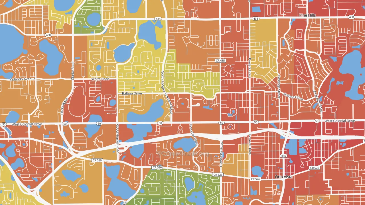 Westland Terrace, Pine Hills, FL Map of Assault Rates